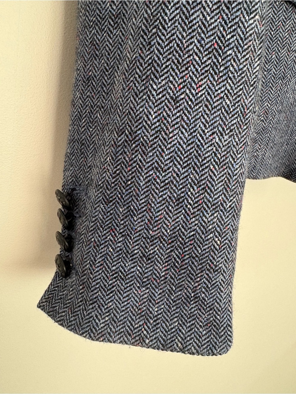 Veronica Beard Celina Upcollar Dickey Herringbone Wool Blend Blazer Blue Sz 4 - Picture 4 of 7